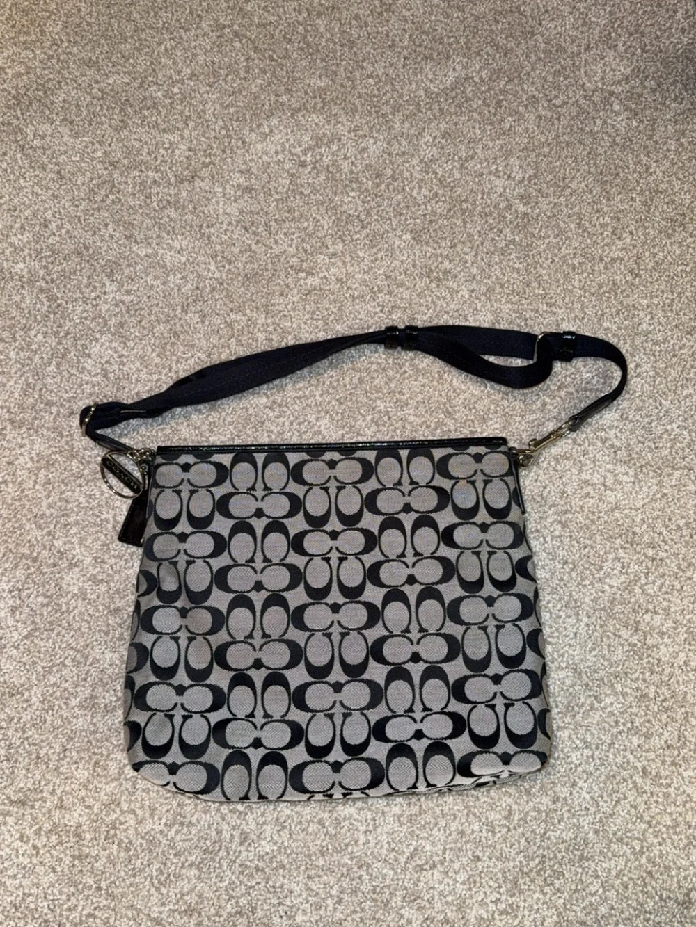 Coach Gray and Black Signature Jacquard Crossbody Bag